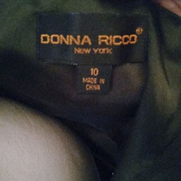 Vintage Donna Ricco Hunter Green Baby Doll Style Beaded Waist Silk Dress - Picture 5 of 8